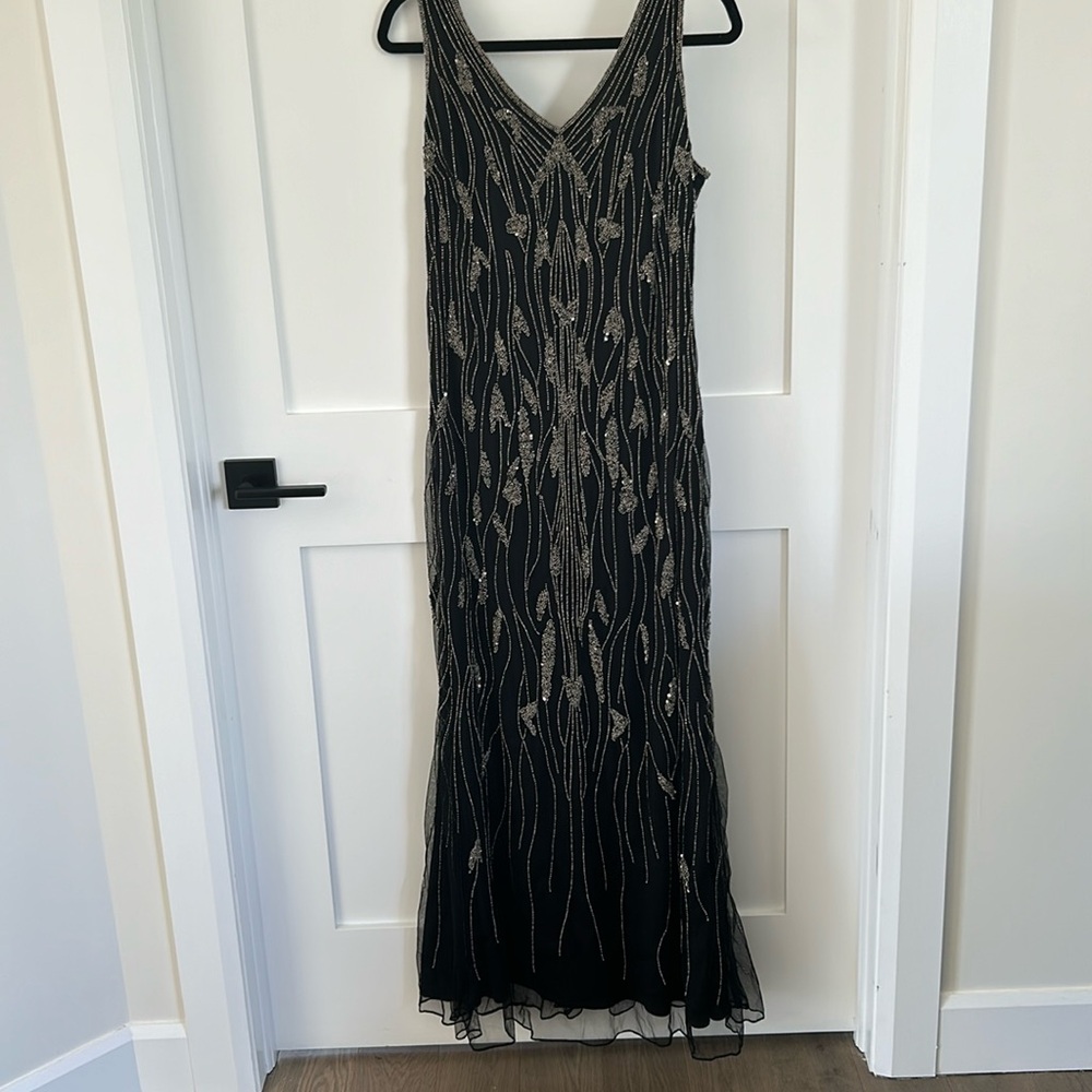 Pissaro Nights black beaded and sequined full length dress